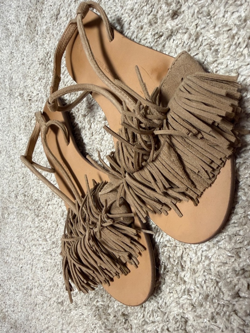 Banana Republic Tan Fringe Leather Slingback Sandals - Picture 4 of 6